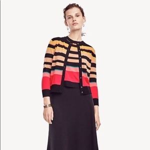 Ann Taylor Stripe Cropped Ann Cardigan